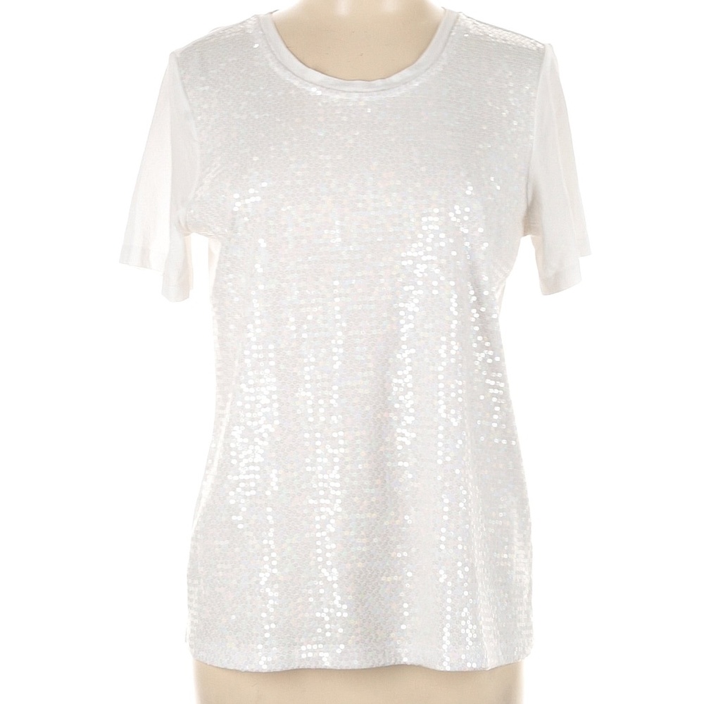 Christopher & Banks Sequin Tee Shirt. White. Medium